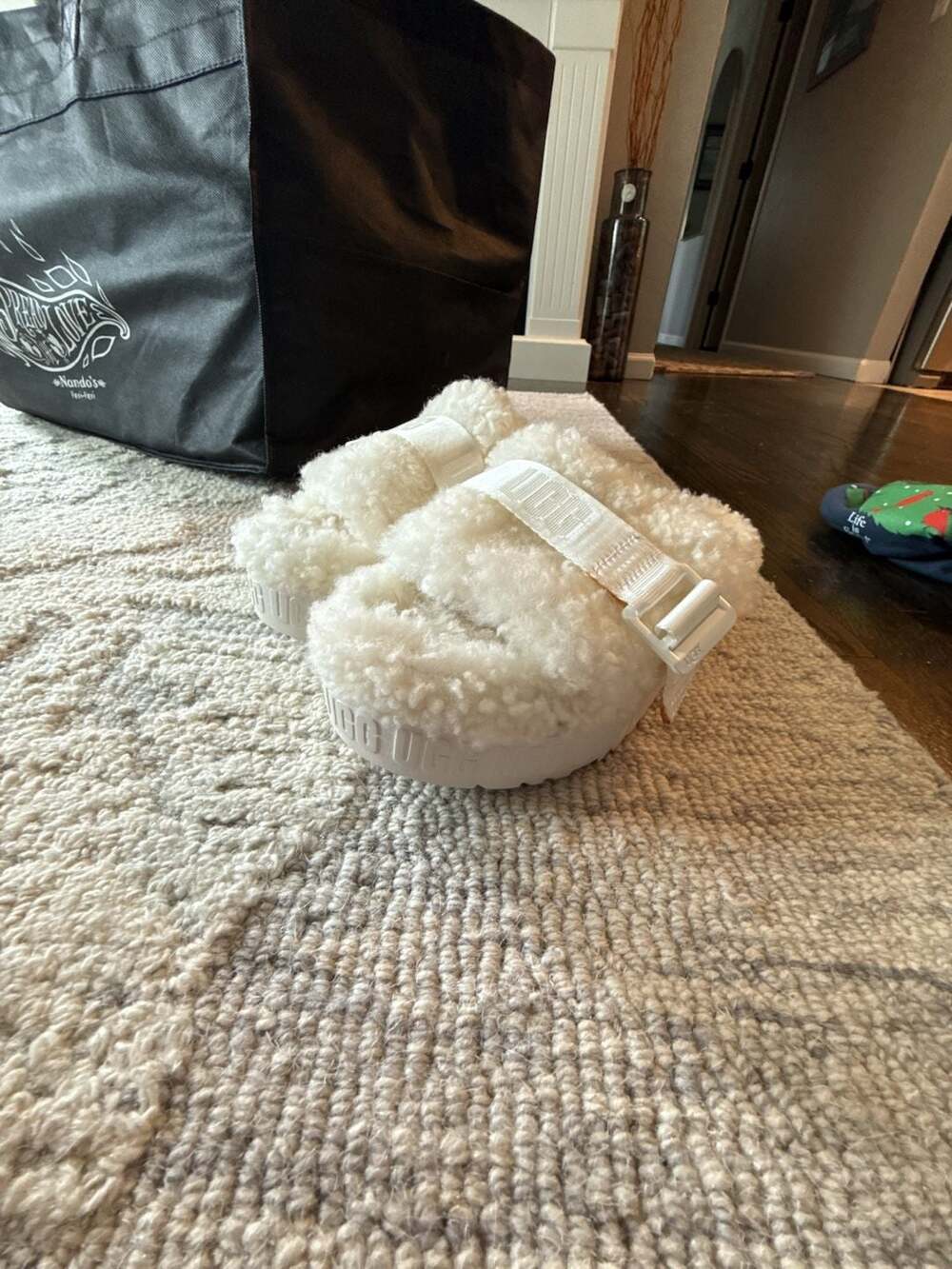 UGG Fluffita Platform Slide Slippers in White
